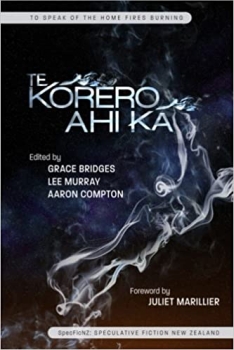 Te Korero
                  Ahi Ka cover, an impression of a map of New Zealand,
                  outlined in smoke or steam, link to book