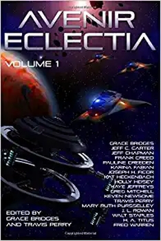 Avenir
                  Eclectia cover, space station, red planet, spaceships,
                  link to book.